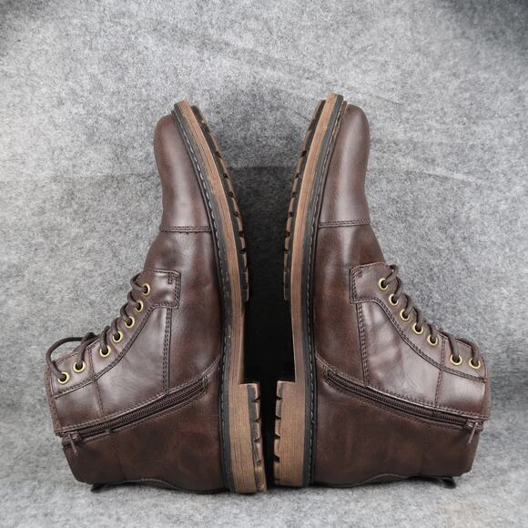 B-52 Bullboxer Shoes Mens 10 Boots Combat Biker Lace Up Zip Brown Casual Cap Toe